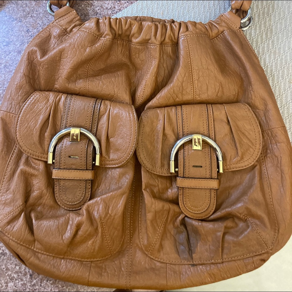 B. Makowsky Carmel leather hobo purse